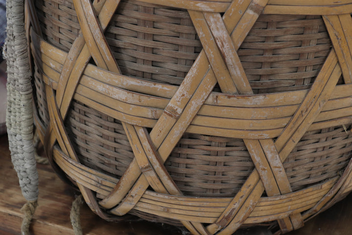 Vintage 1880’s asian handmade bamboo basket 
