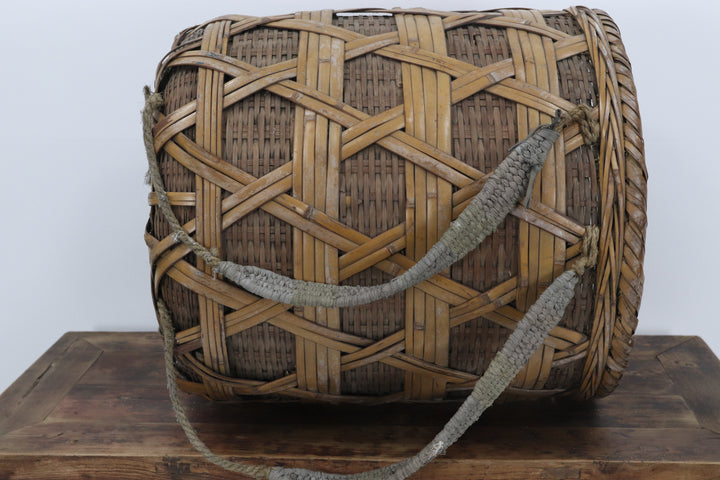 Vintage 1880’s asian handmade bamboo basket 
