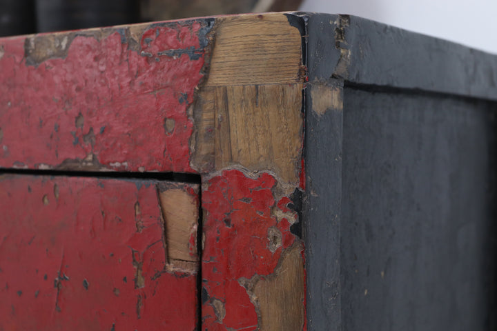 Vintage handmade 19th century asian cabinet with painted details