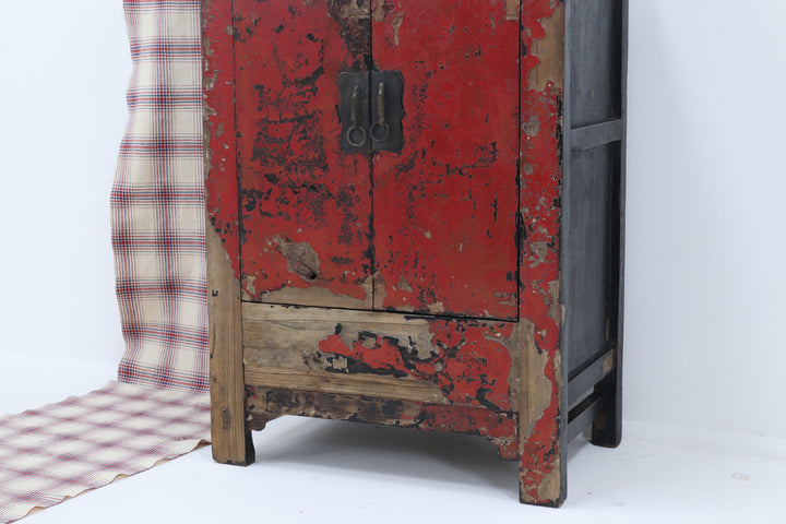 Vintage handmade 19th century asian cabinet with painted details