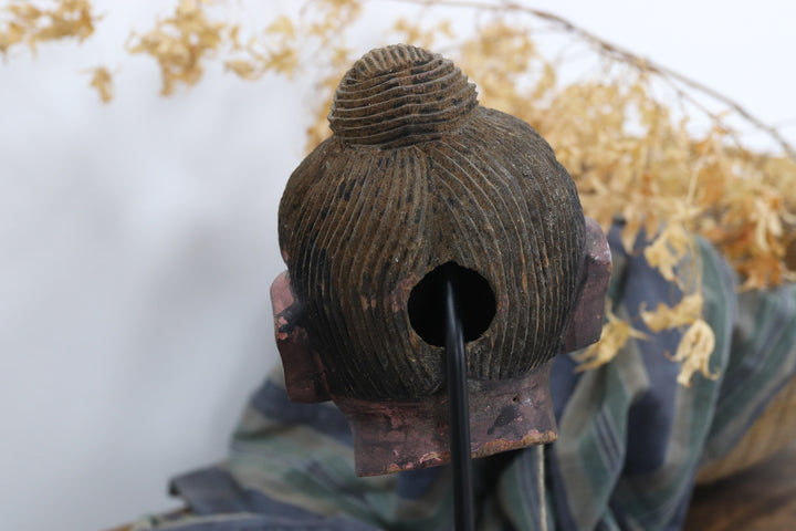 19th century hand carved burmese puppet head
