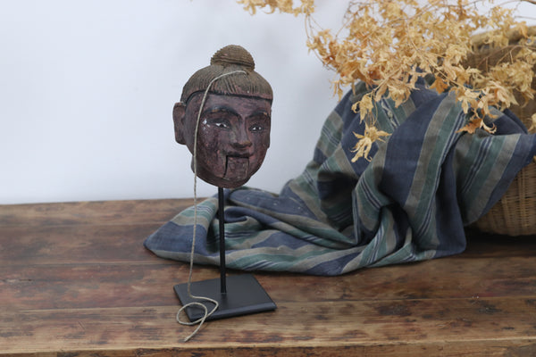 19th century hand carved burmese puppet head
