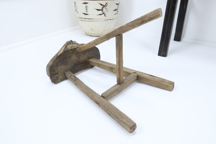 Vintage wooden asian three legs stool 