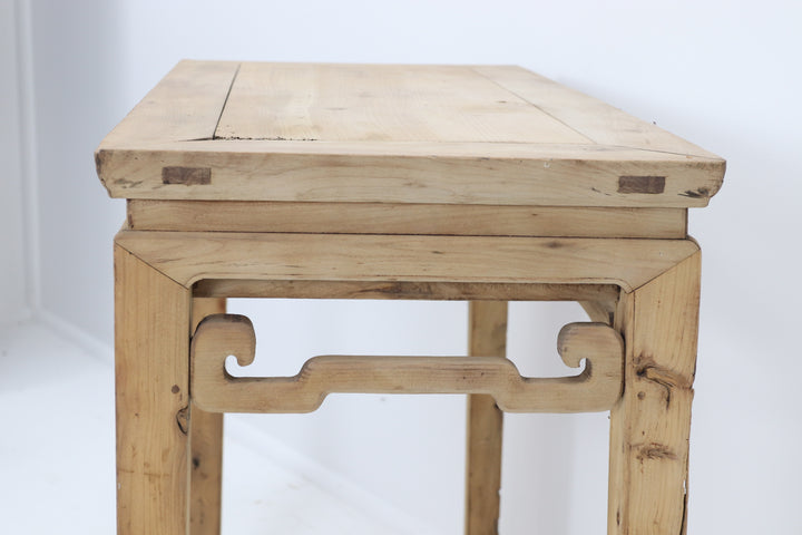 Vintage handmade asian table with carved details 