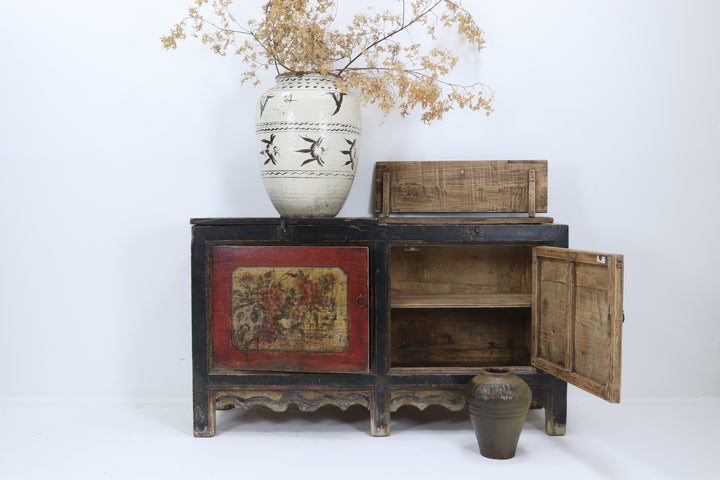 Vintage handmade chinese grain storage cupboard 