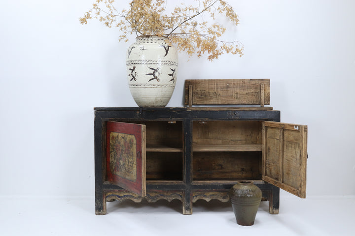 Vintage handmade chinese grain storage cupboard 