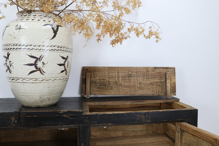 Vintage handmade chinese grain storage cupboard 