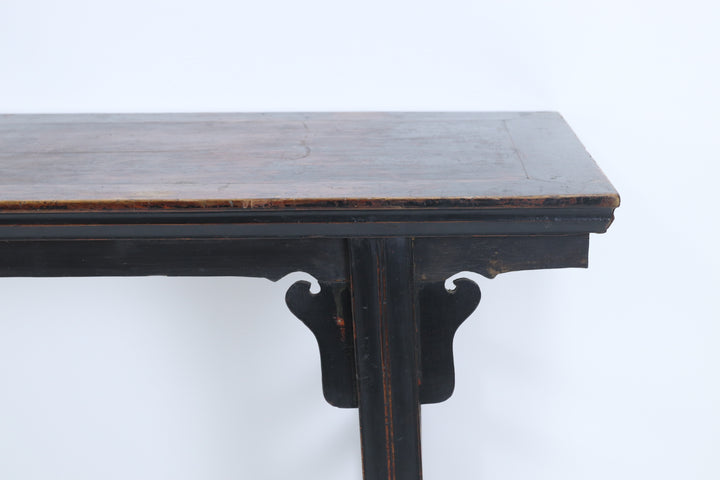 Vintage black asian console table with carved details 