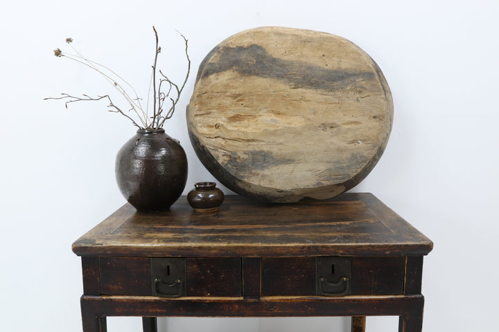 Vintage asian wooden handmade food prep bowl 
