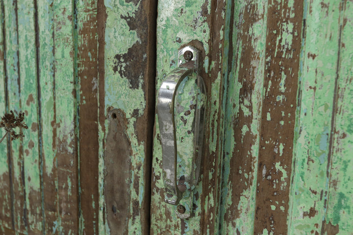 Vintage painted teak 19th century teak doors with carved details 
