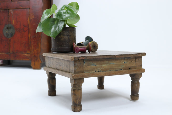 Vintage handmade low wooden table 