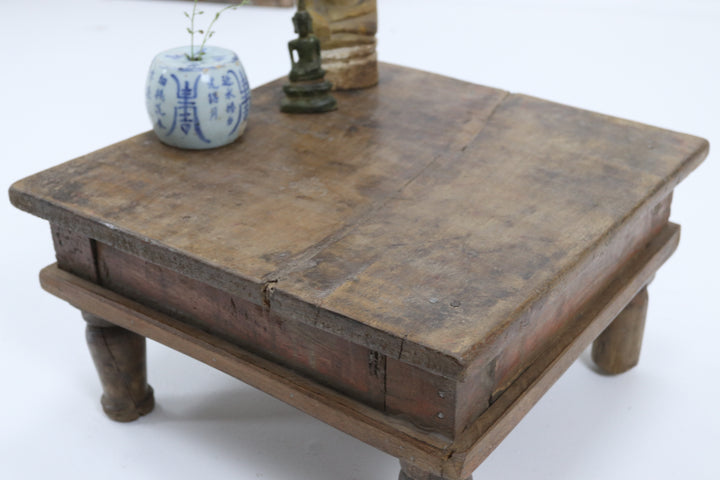 Vintage handmade low wooden table 