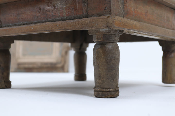 Vintage handmade low wooden table 