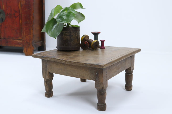 Vintage handmade low wooden table 