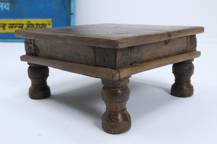 Vintage handmade low wooden table 