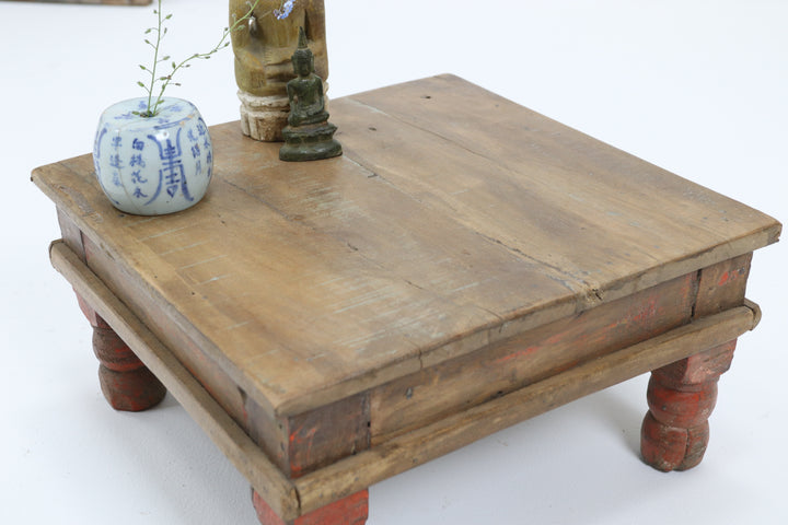 Vintage handmade low wooden table 