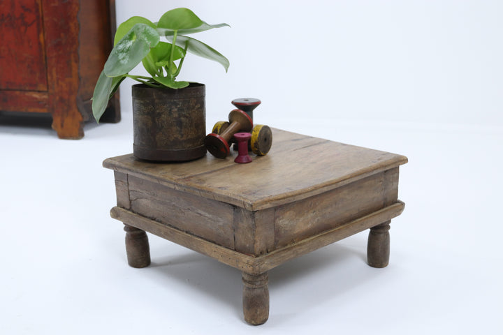 Vintage handmade low wooden table 