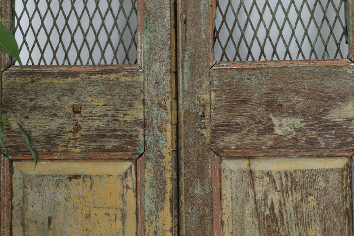 Vintage handmade 19th century indian doors in textured paintwork 
