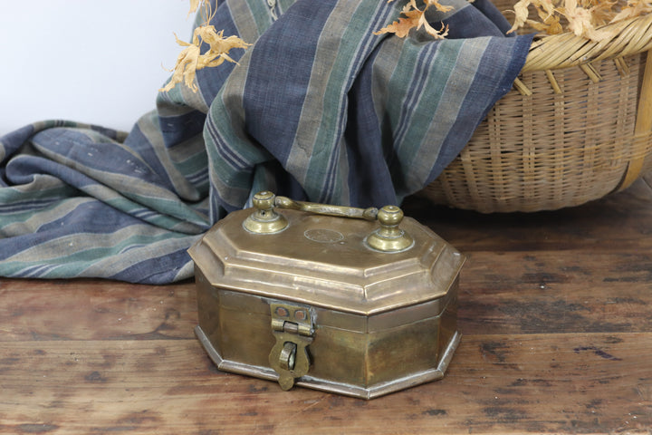 1880s handmade indian brass spice box