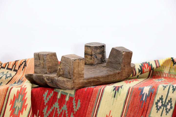 Vintage hand carved wooden table from nagaland 