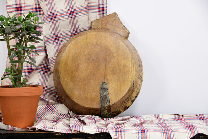 Vintage handmade teak carved wooden bowl 