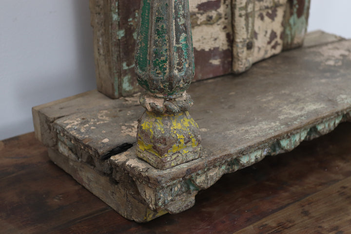 Vintage wooden asian cabinet with carved details 

