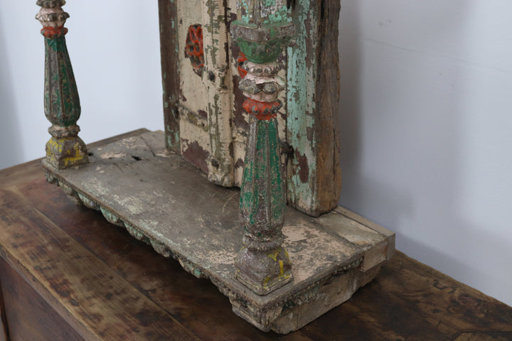 Vintage wooden asian cabinet with carved details 
