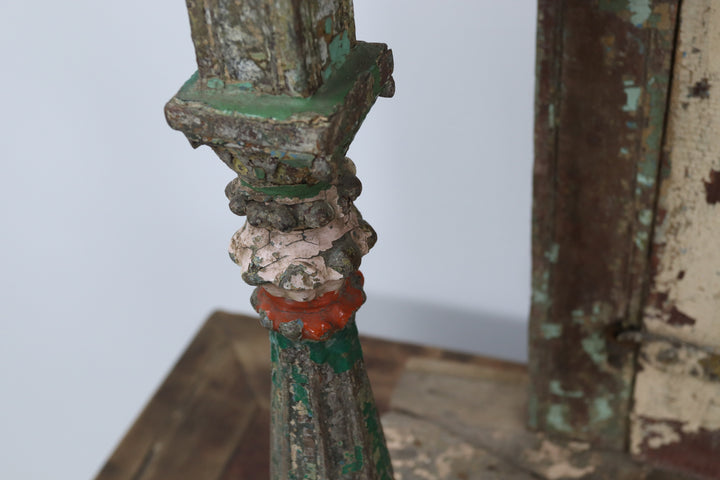 Vintage wooden asian cabinet with carved details 
