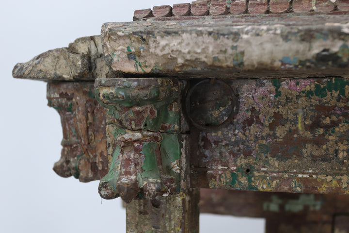 Vintage wooden asian cabinet with carved details 
