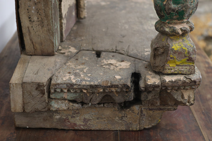 Vintage wooden asian cabinet with carved details 
