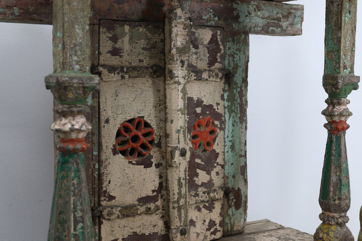 Vintage wooden asian cabinet with carved details 
