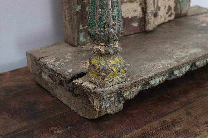 Vintage wooden asian cabinet with carved details 
