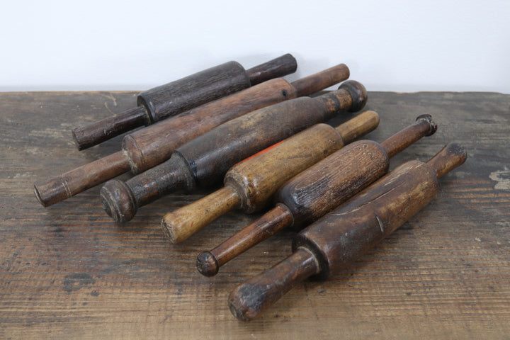 Vintage handmade asian wooden teak rolling pins 