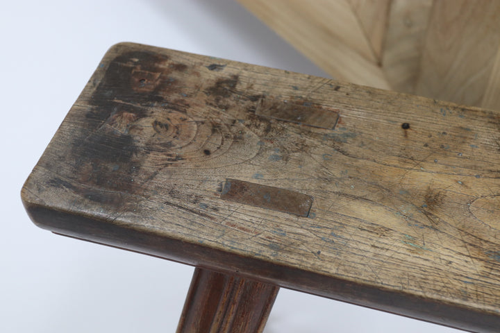 Vintage wooden asian stool with paintwork