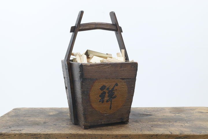 Vintage wooden chinese rice box 