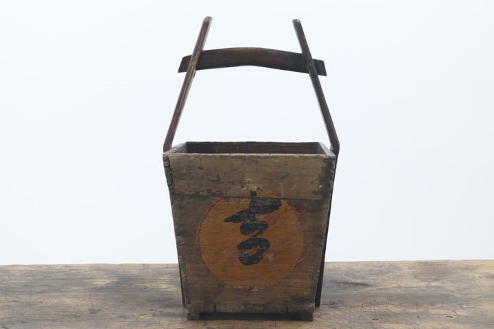 Vintage wooden chinese rice box 