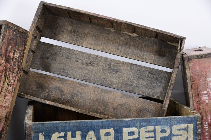 Vintage wooden handmade asian painted storage boxes 