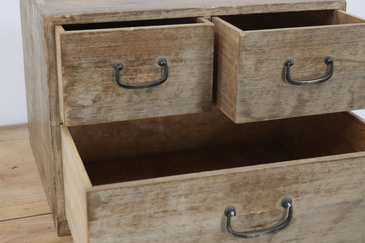 Vintage handmade asian storage chest with metal handles 