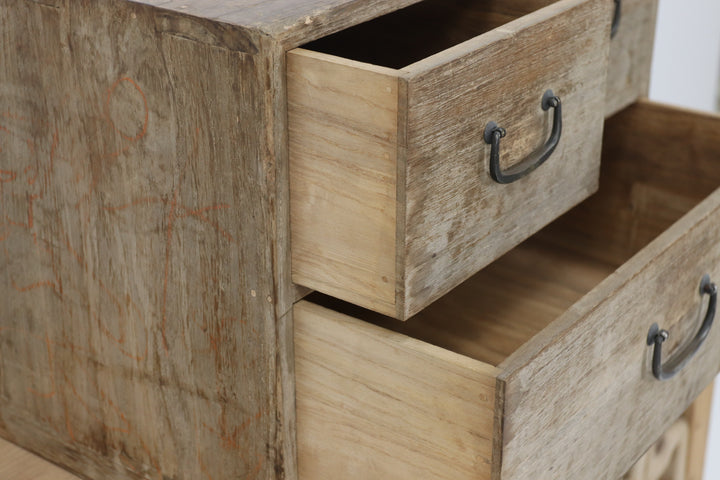 Vintage handmade asian storage chest with metal handles 