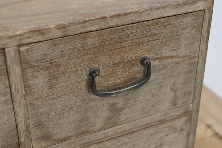 Vintage handmade asian storage chest with metal handles 