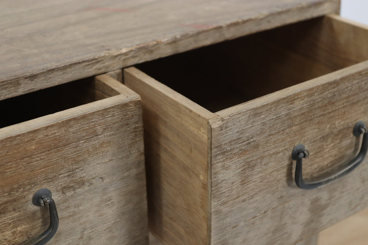 Vintage handmade asian storage chest with metal handles 