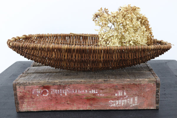 Asian Antique Reeded Round Basket