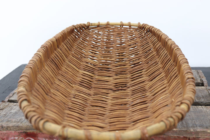 Asian Antique Reeded Round Basket