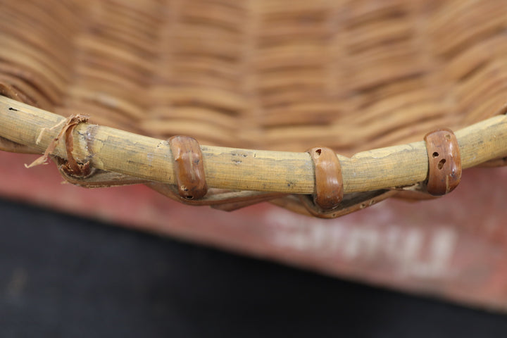 Asian Antique Reeded Round Basket
