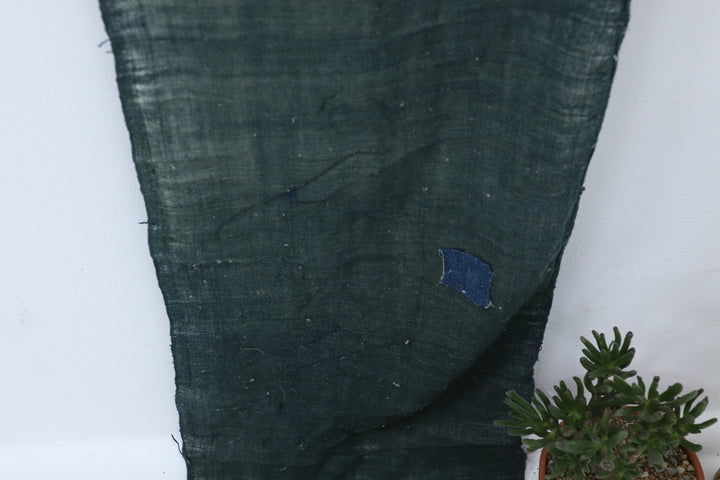 Antique Asian Emerald Blue Thin Fabric