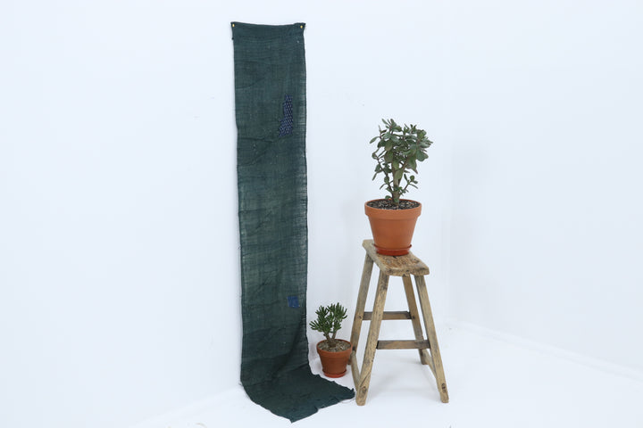 Antique Asian Emerald Blue Thin Fabric