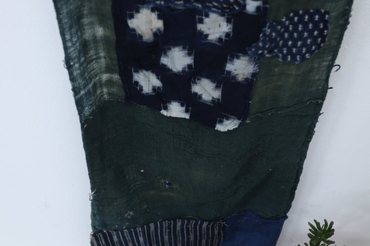Antique Asian Emerald Blue Thin Fabric