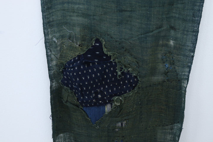 Antique Asian Emerald Blue Thin Fabric