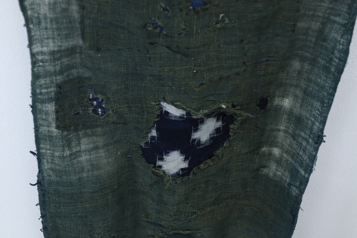 Antique Asian Emerald Blue Thin Fabric