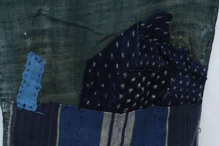 Antique Asian Emerald Blue Thin Fabric